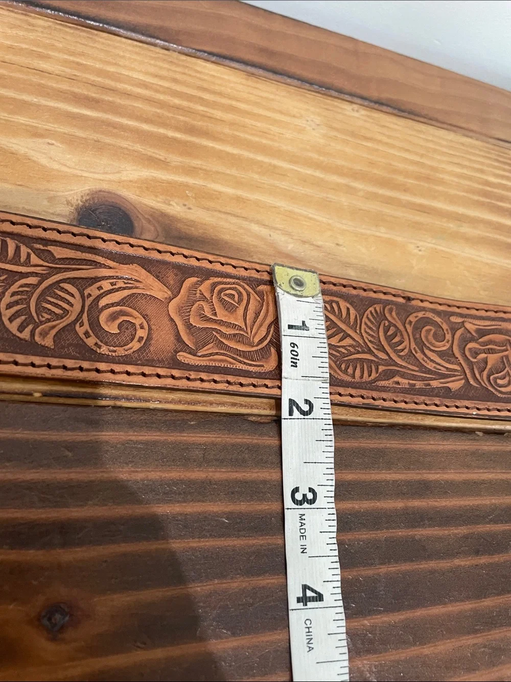 Western Genuine Leather Tooled Belt Floral Design